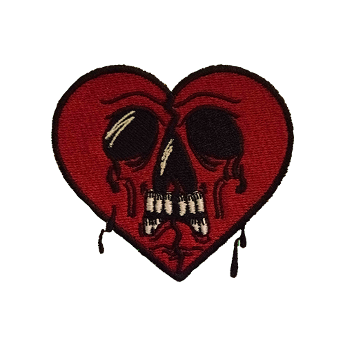 Embroidered Heart With a Skull